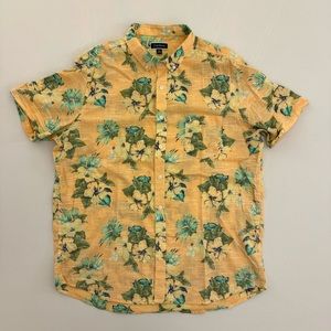 Light Orange Floral Linen Club Room SS XXL Men’s Button Shirt Short Sleeve 2XL